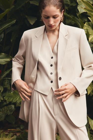 Zara OVERSIZED BLAZER ZW COLLECTION - Stone