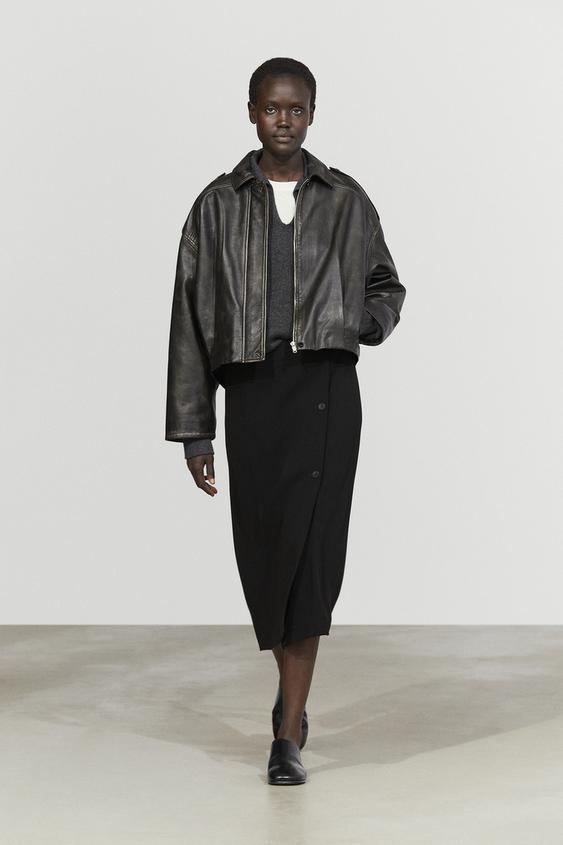 Zara Midi skirt with button detail - Black - Image 0