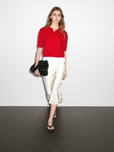 Zara 100% cashmere knit short sleeve sweater - Red