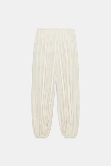 PANTALON BOUFFANT À RAYURES ZW COLLECTION - Écru de Zara - Image 5