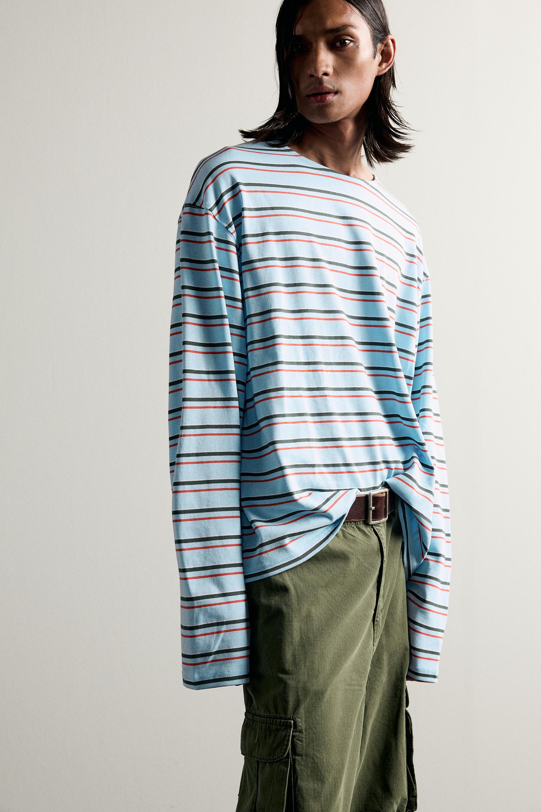 Мужские футболки Zara STRIPED JACQUARD T-SHIRT — фото 6