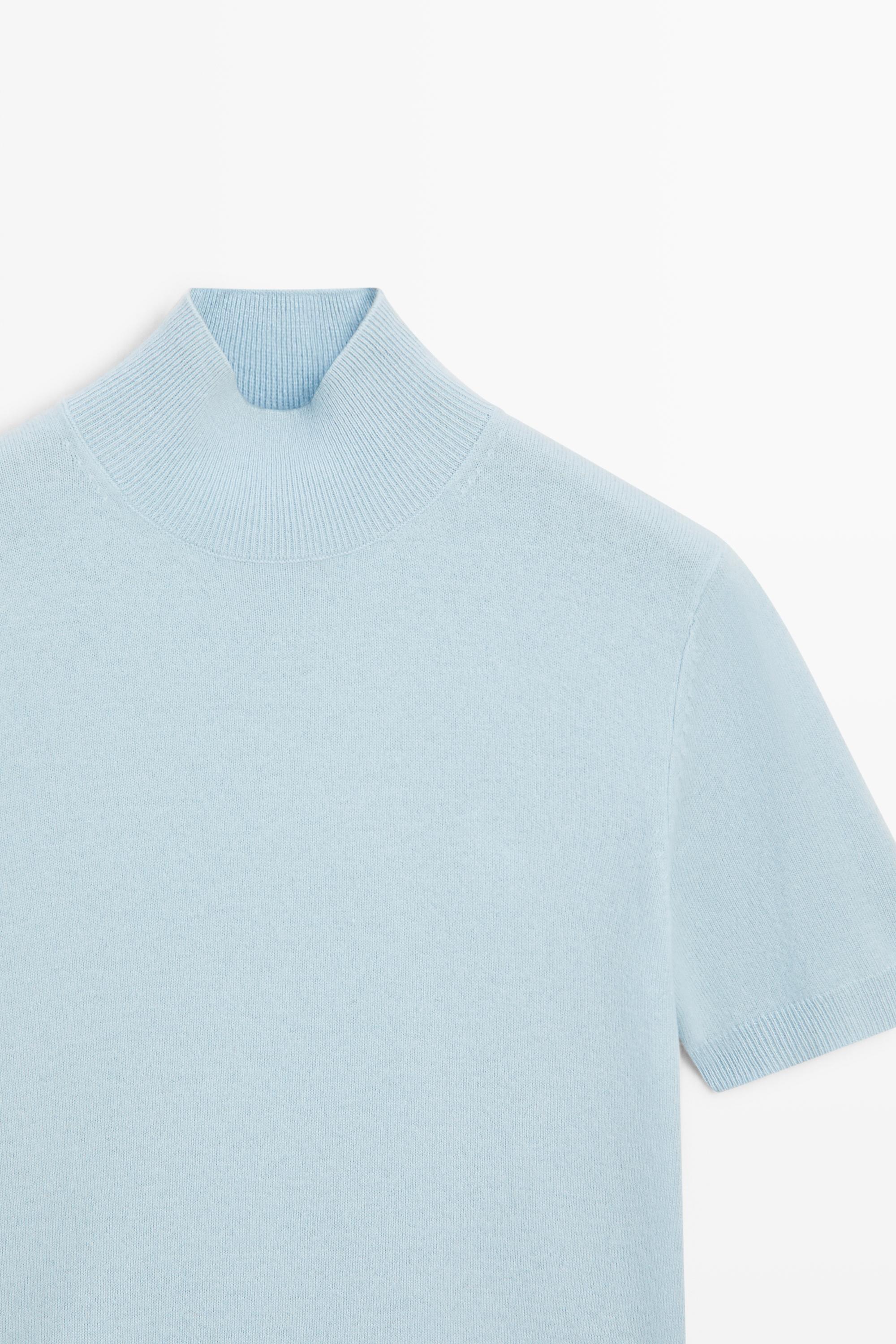 Pull en maille à manches courtes, mélange laine et cachemire