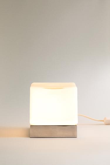 GLASS CUBE TABLE LAMP - Silver by Zara - Image 1
