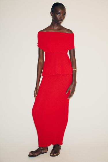 MULTI-WAY TEXTURED LAYERED TOP - Intense red by Zara - Image 3
