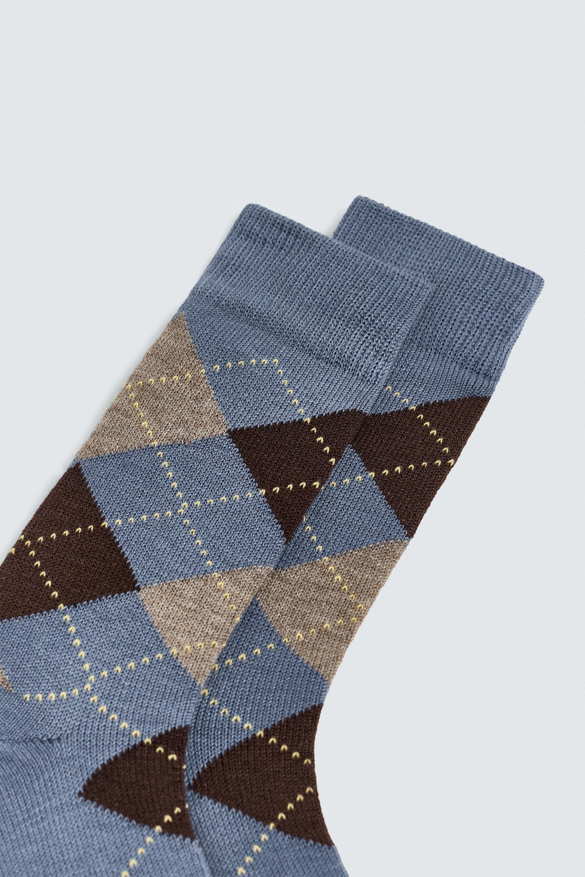 CHAUSSETTES À LOSANGES AVEC LAINE