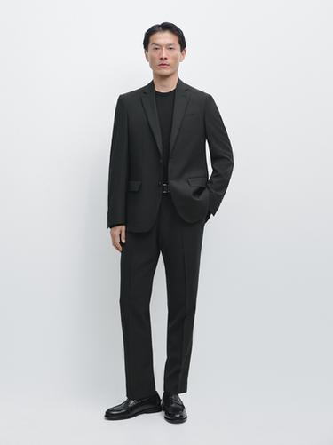 Zara 100% cool wool suit blazer - Black - Image 0