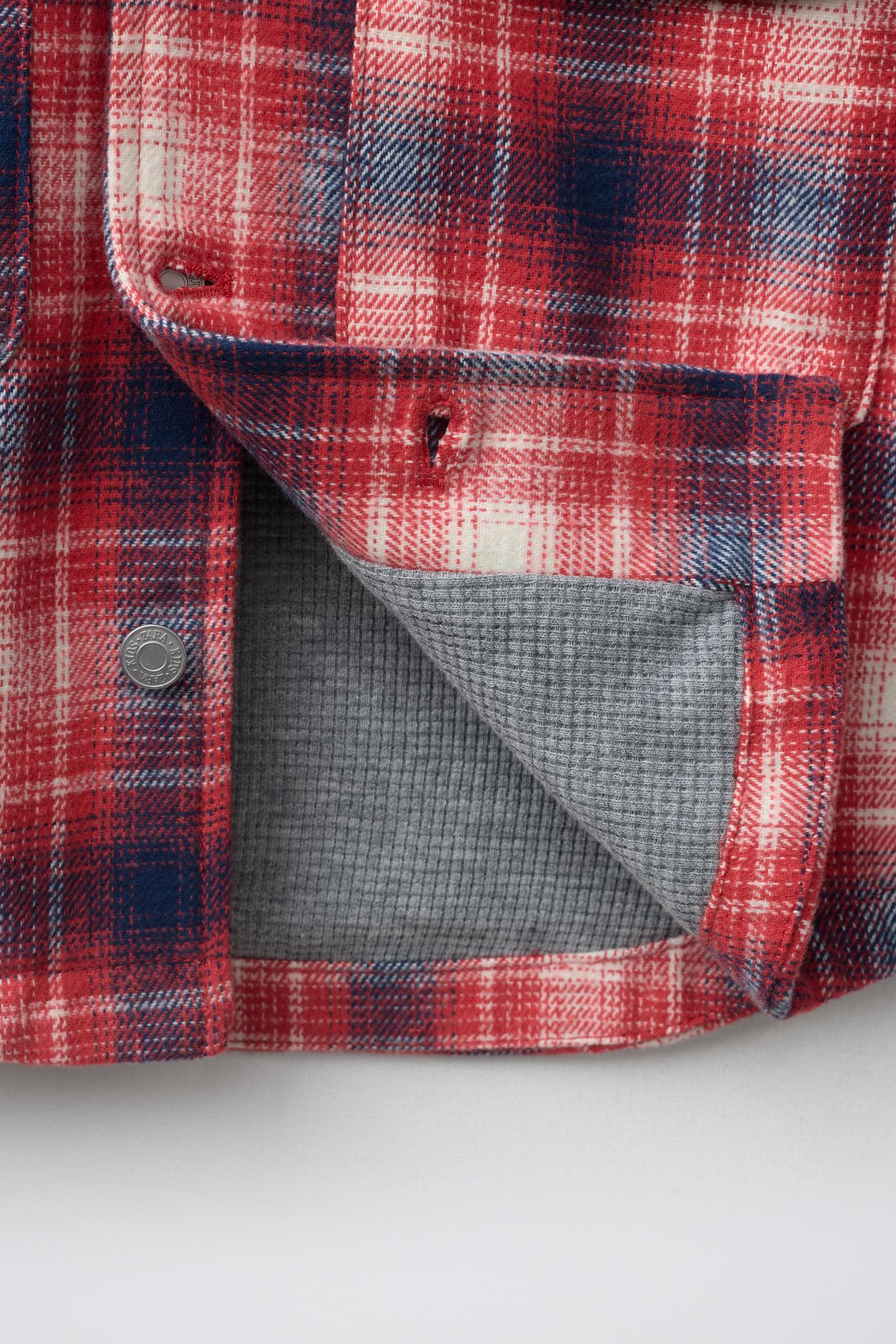 Детская рубашка Zara Plaid Overshirt, цвет: Красный — фото 4