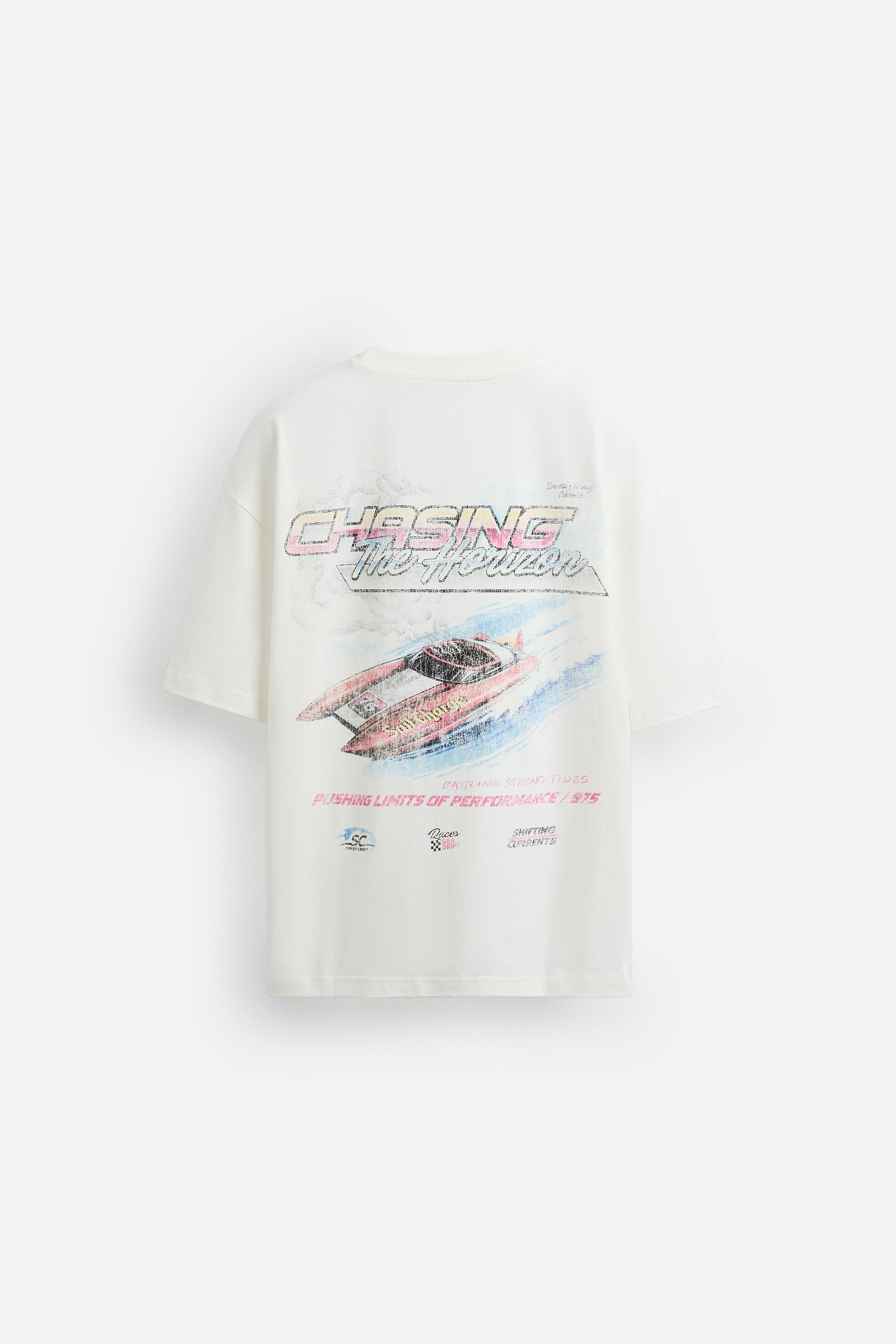 RACING WASHED PRINT T-SHIRT - Oyster-white | ZARA United States