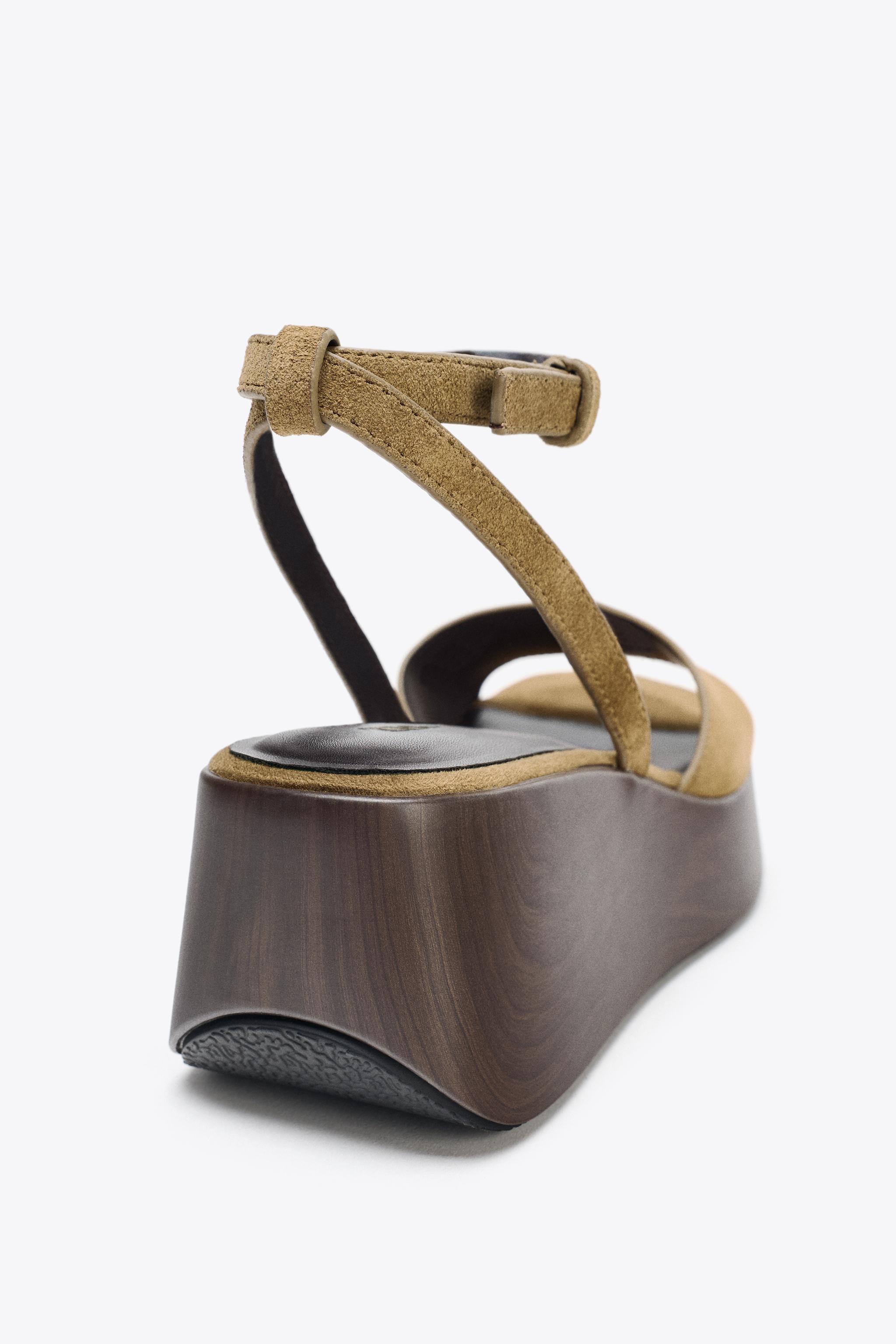 SPLIT LEATHER PLATFORM SANDALS