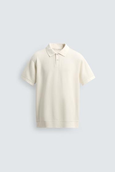 REGULAR FIT PIQUÉ POLO SHIRT - Ecru by Zara
