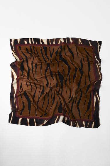 PAÑUELO VISCOSA ESTAMPADO ANIMAL - Tostado de Zara