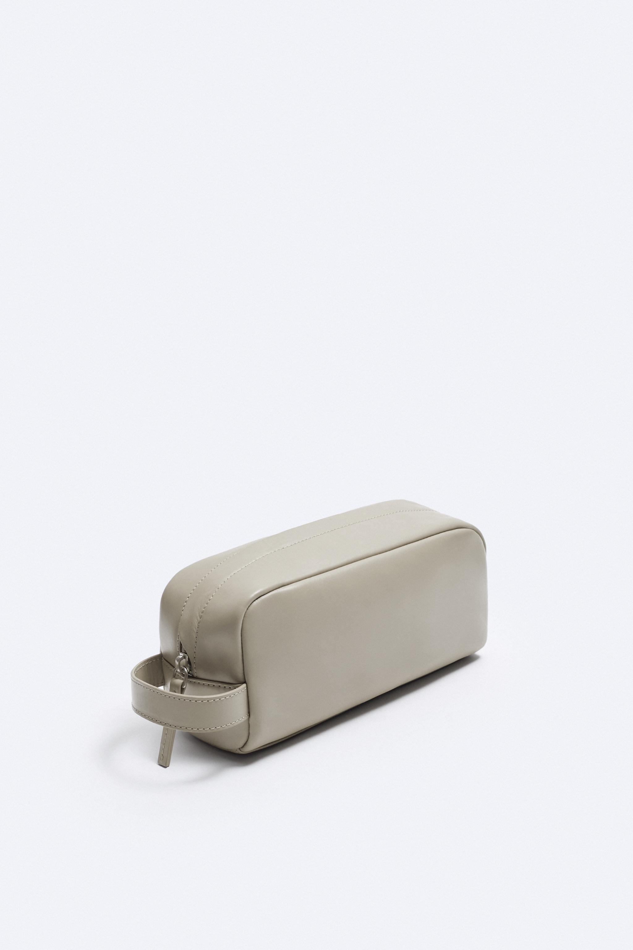 LEATHER TOILETRY BAG Ecru White ZARA Australia