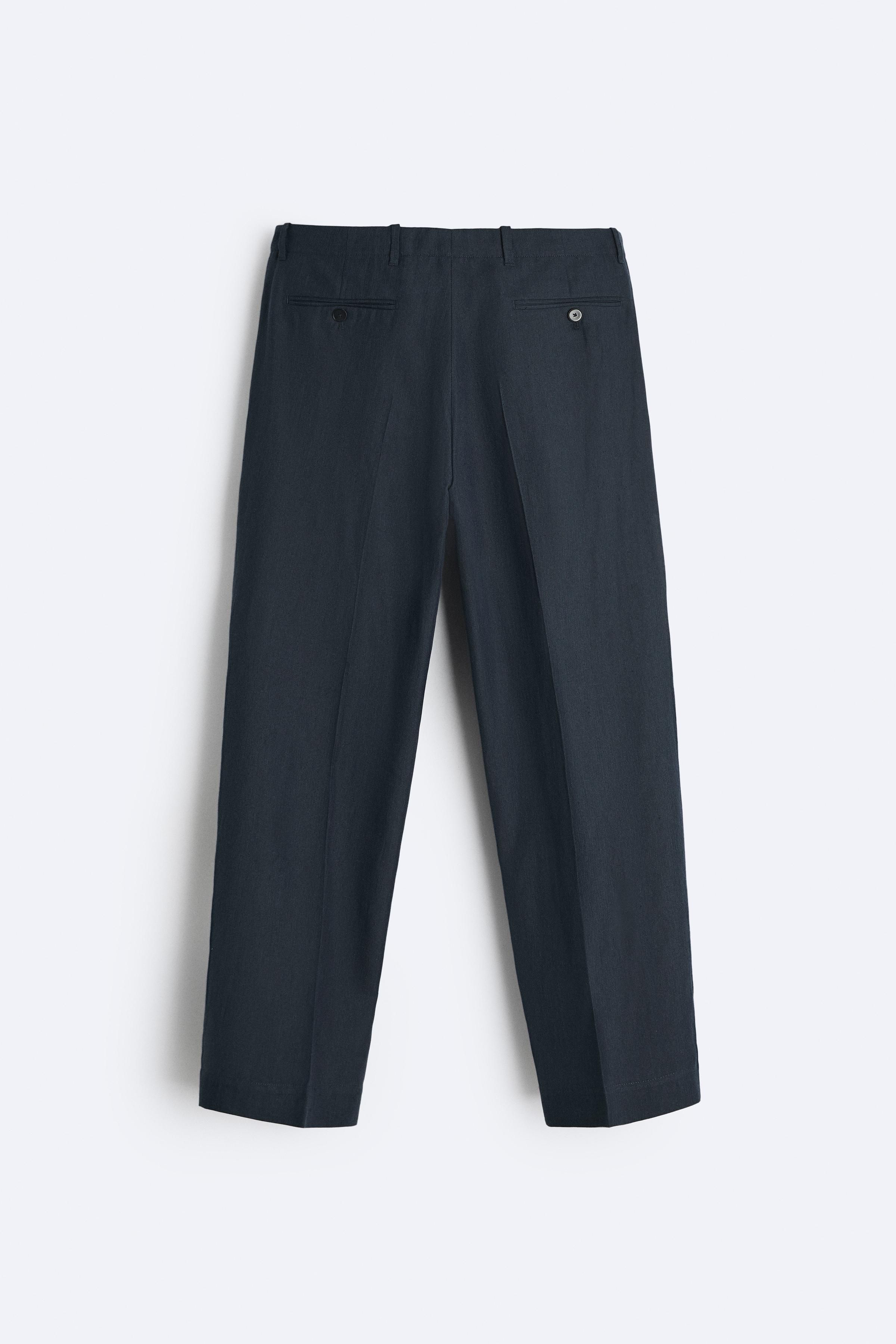 HERRINGBONE SUIT PANTS - Navy blue | ZARA United States