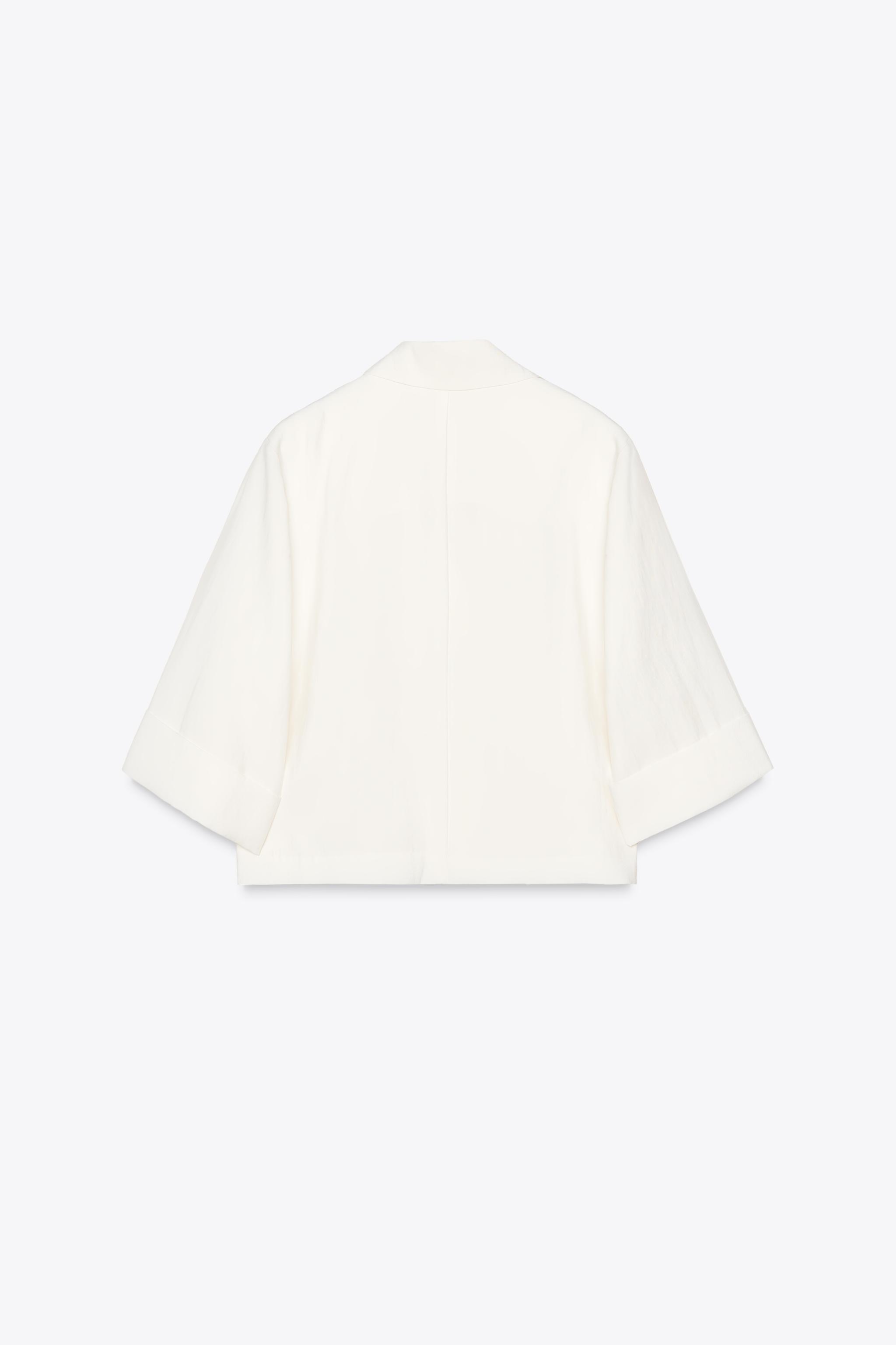 ショート丈ダブルブレスト仕様ブレザー - ホワイト | ZARA Japan