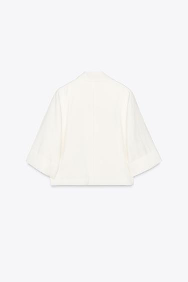CROPPED DOUBLE-BREASTED BLAZER - White by Zara - Image 5