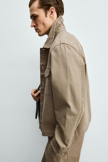 SURCHEMISE COUPE BOX Y BRODÉE - Marron clair chiné de Zara - Image 5