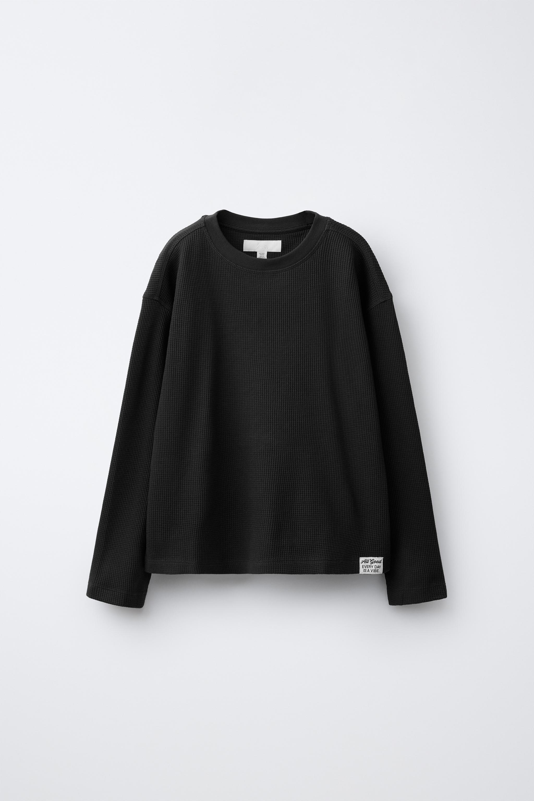 T-SHIRT WITH TEXTURED LABEL - Brown | ZARA South Africa