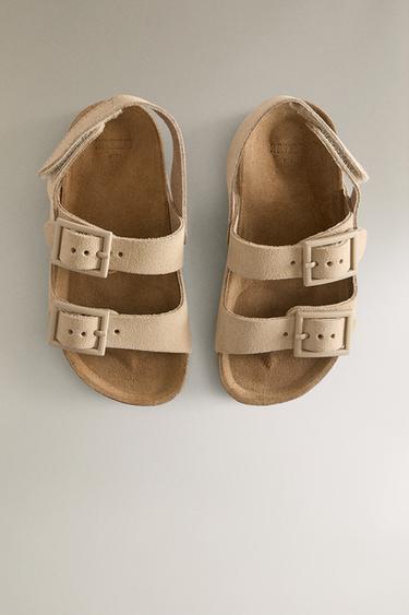 SANDALES ENFANT CUIR DOUBLE BOUCLE - Beige clair de Zara - Image 2