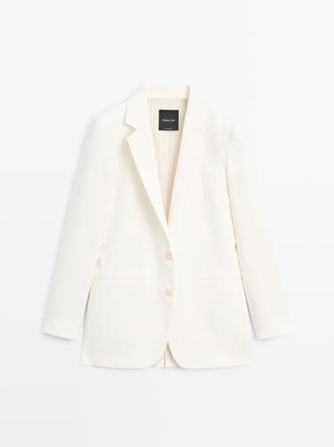 Zara Oversize linen blazer - Oyster-white - Image 0