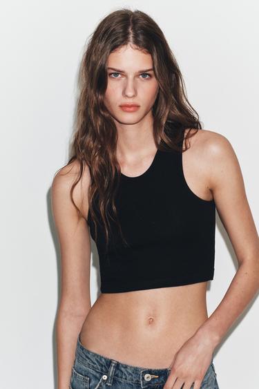 КЪС ТОП БЕЗ РЪКАВИ - Черен от Zara