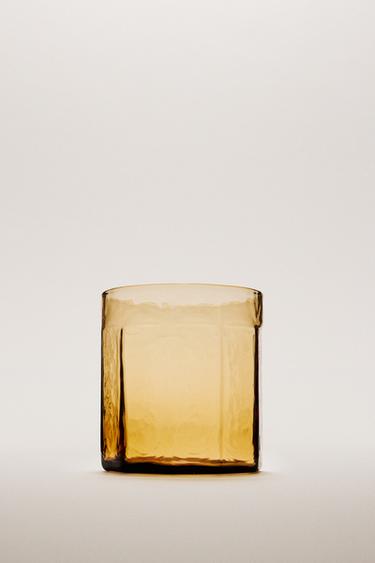 HAMMERED GLASS TUMBLER - Orange by Zara