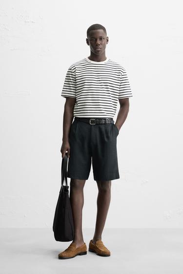BASIC T-SHIRT MEDIUM WEIGHT - gestreept van Zara