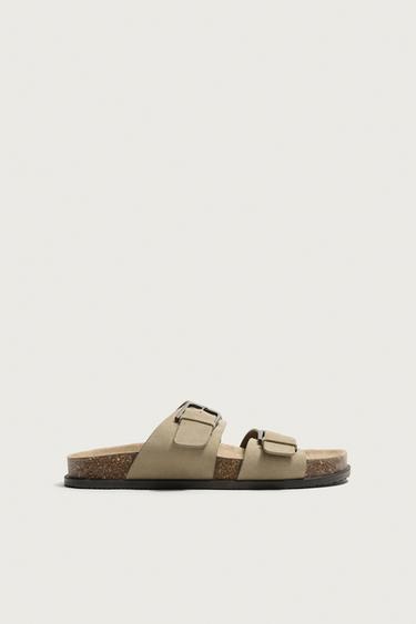 LEATHER STRAP SANDALS - Beige by Zara