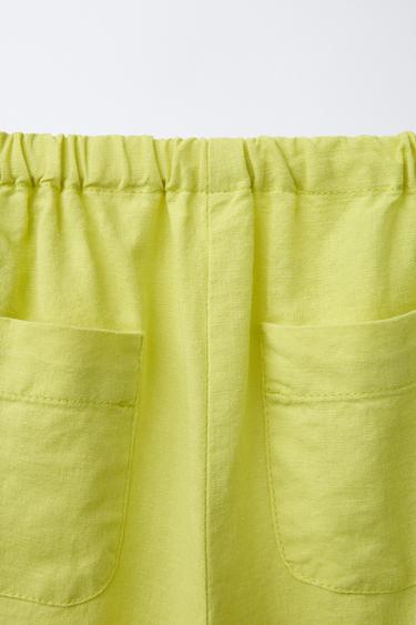 COTTON LINEN BOW TROUSERS - Lime by Zara - Image 3