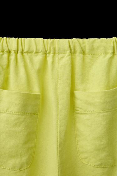 HOSE AUS LEINEN UND BAUMWOLLE MIT SCHLEIFEN - Limettengrün von Zara