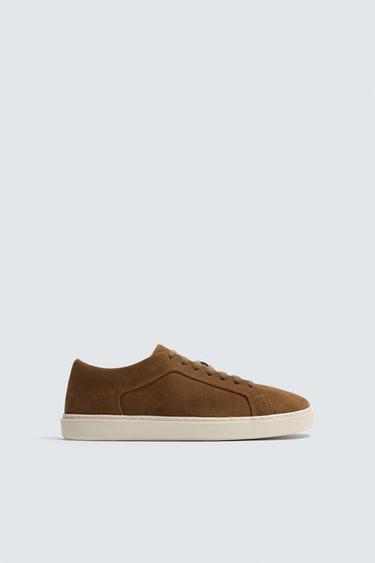 LEATHER TRAINERS - Camel Brown by Zara