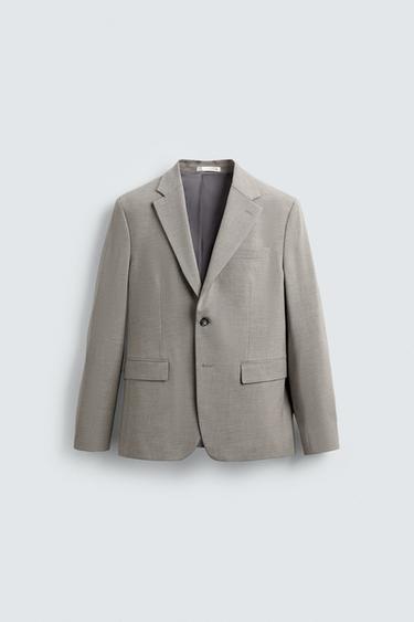 TEXTURED SUIT BLAZER - Stone by Zara