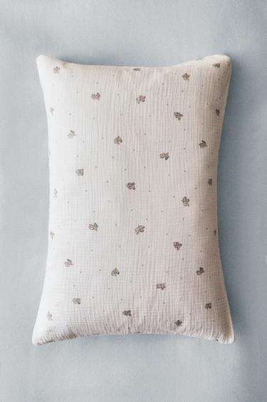 CHILDREN'S MUSLIN ELEPHANT PILLOWCASE - Grey by Zara