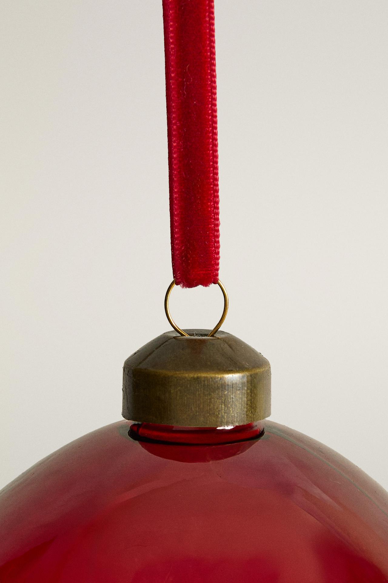 IRREGULAR BOROSILICATE CHRISTMAS TREE BAUBLE — Red