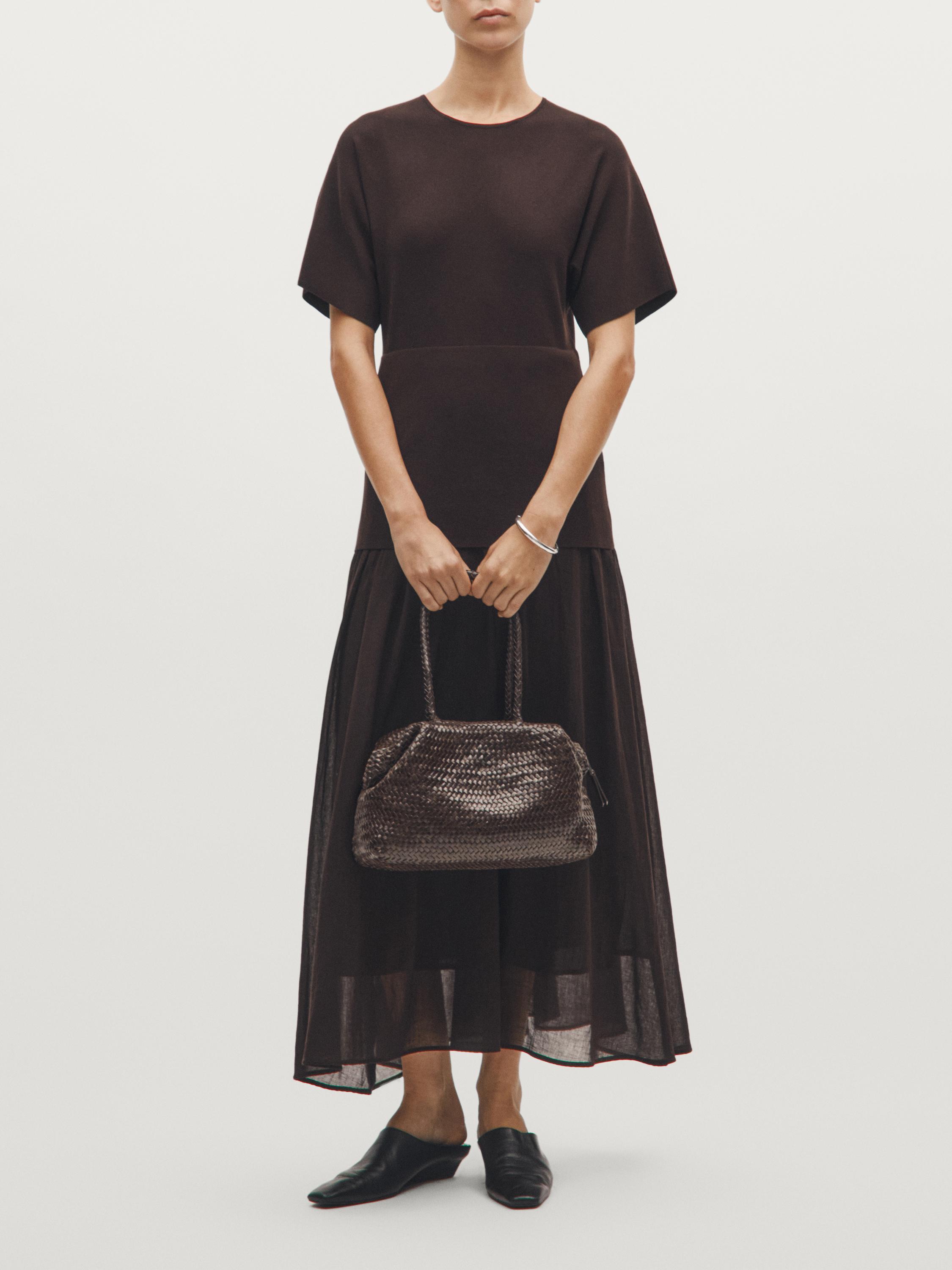 Sac satchel tressé en cuir nappa