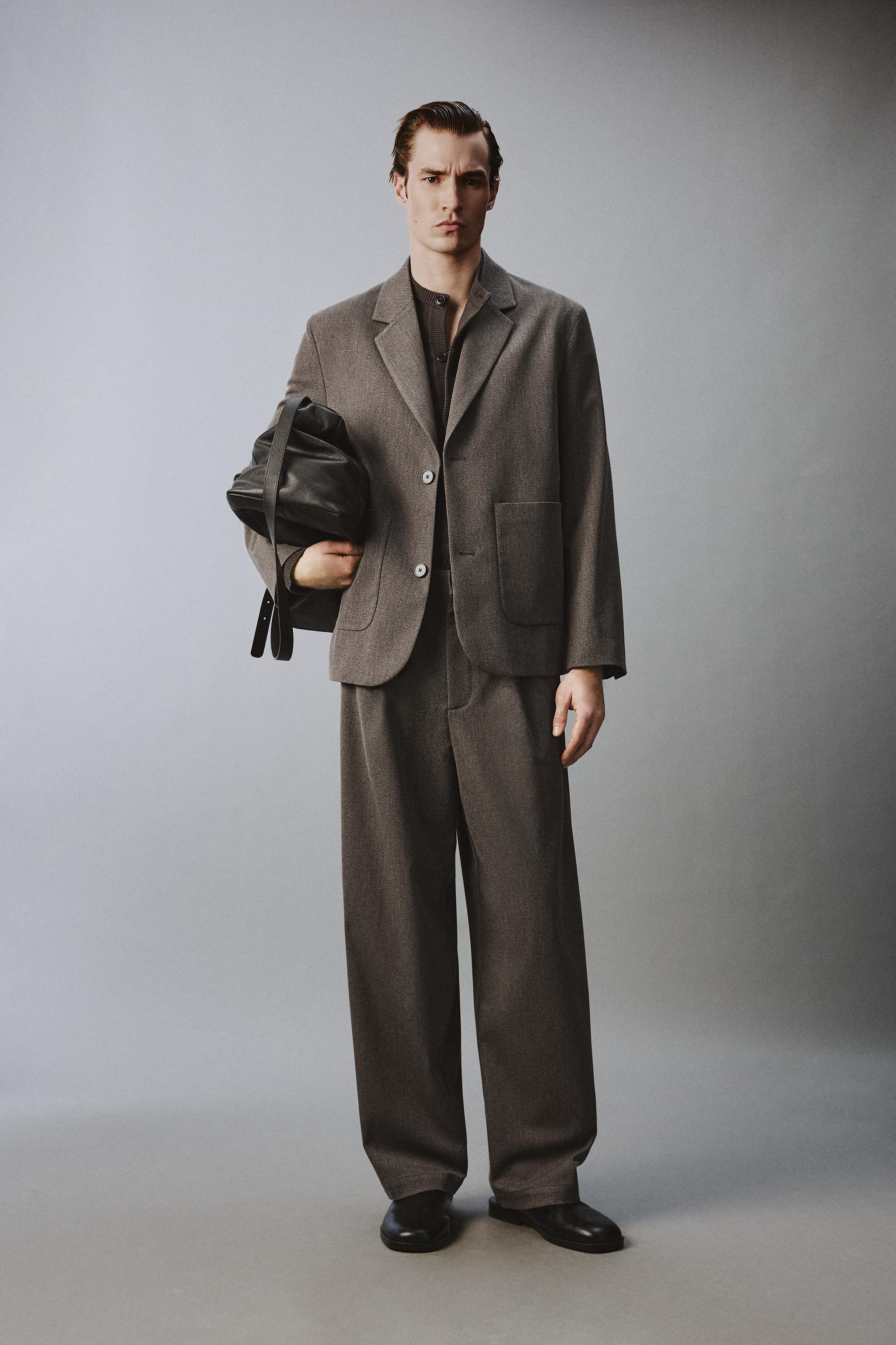 リラックスフィットテクスチャー素材ブレザー - ブラウン/モール