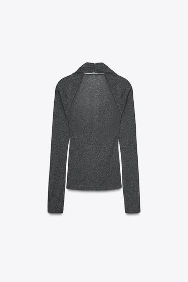 T-SHIRT HALTER BOLÉRO DOUBLE - Chiné foncé de Zara - Image 4