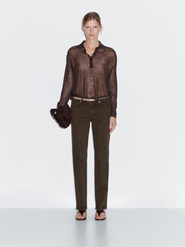 Zara Mid-waist tapered fit jeans - Chocolate - Image 0