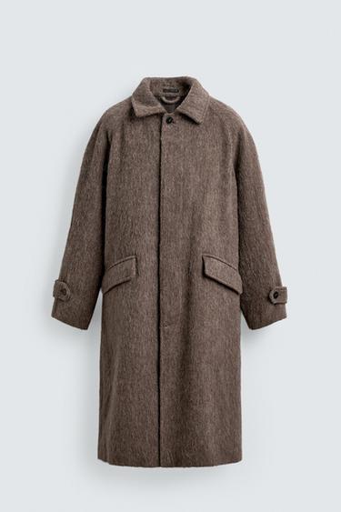 COAT WITH FAUX FUR WOOL BLEND - Sand / Marl by Zara