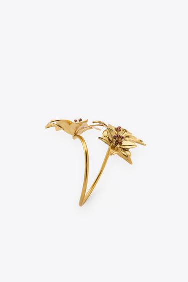 DOUBLE FLOWER BANGLE - Golden by Zara - Image 3