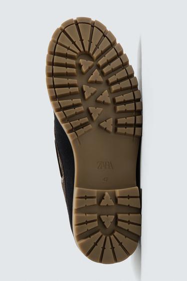 CHAUSSURES BATEAU EN CUIR CONTRASTE - Multicolore de Zara - Image 3