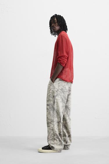 ABSTRACT PRINT CARPENTER TROUSERS - Light grey by Zara - Image 3