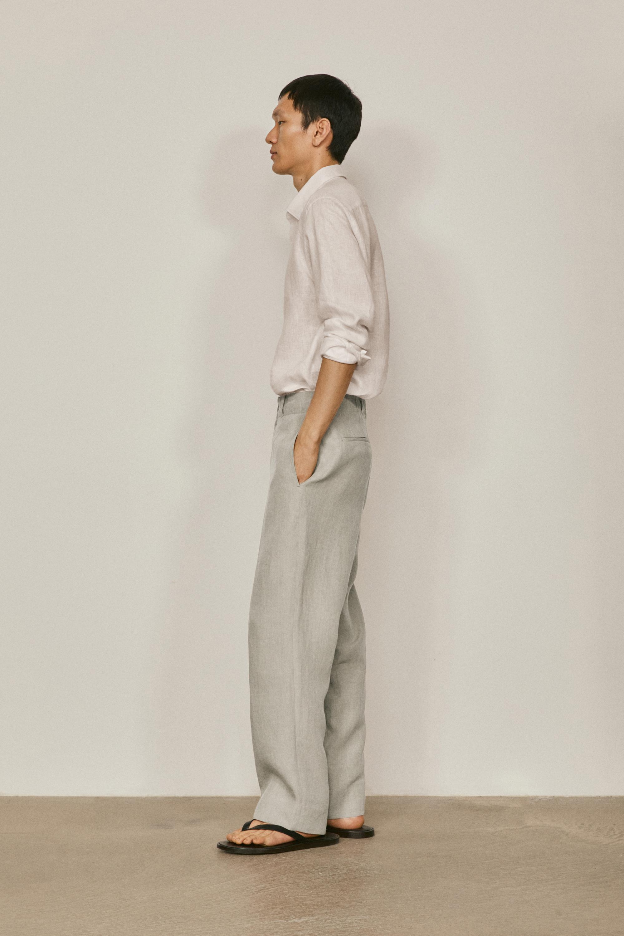 100% linen trousers - Limited Edition — Hunter green