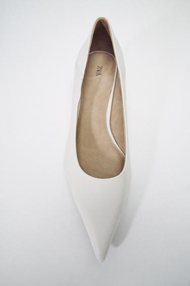 Zara LIMITED EDITION LEATHER WEDGE SHOES - White