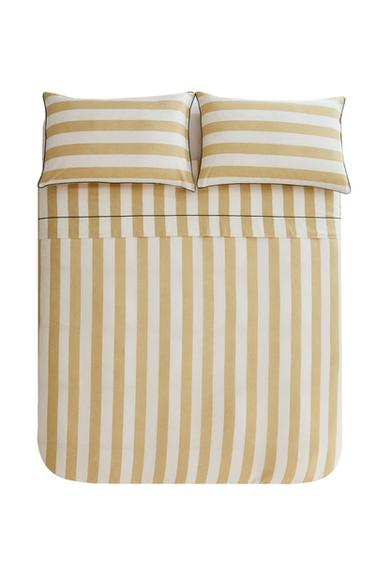STRIPED WASHED COTTON DUVET COVER - Yellow by Zara