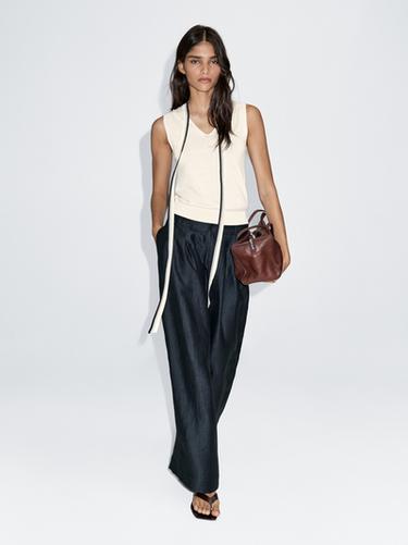 Zara Knit vest with tie detail - White