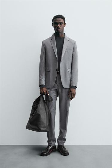PANTALÓN TRAJE ESTRUCTURA - Gris / Azul de Zara - Imagen 0