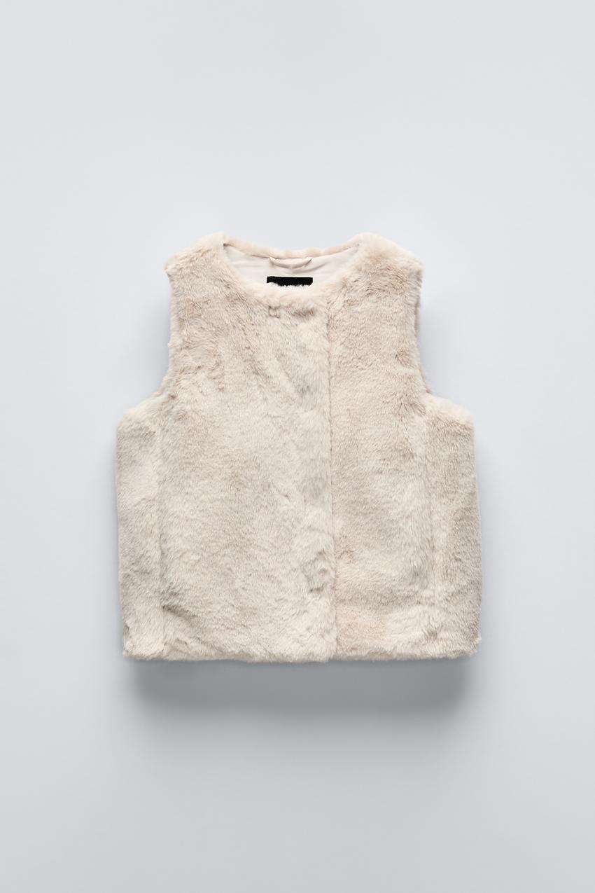フェイクファーベスト - ストーン | ZARA Japan / 日本
