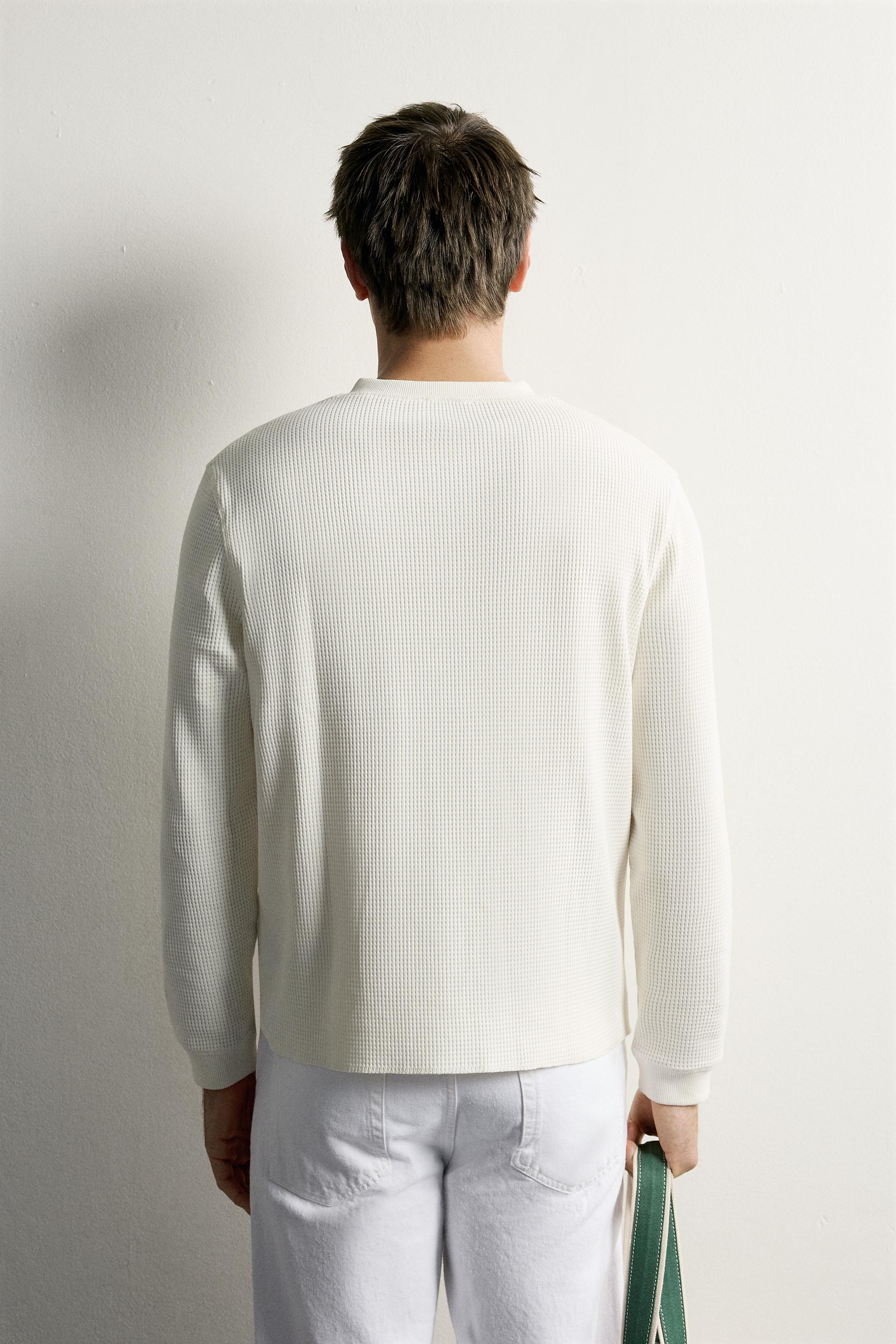 T-SHIRT COL TUNISIEN STRUCTURE WAFFLE