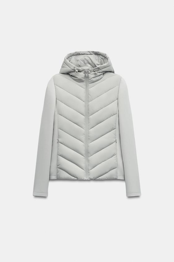PADDED COMBINED HOODIE JACKET - Pearl grey by Zara - Image 0