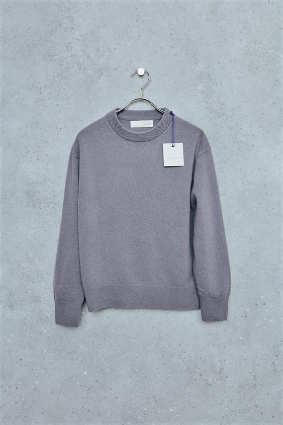 ნაქსოვი მაისური ნაქსოვი შალი და ქაშმირი - Zara-ს Blue grey - სურათი 0